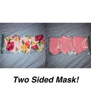 Two sided masks | One side Floral | Other is Pink